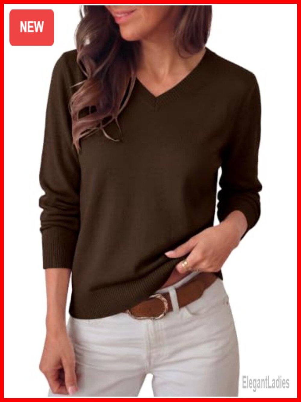 Women's Long Sleeve V Neck Lightweight Sweater Pullover